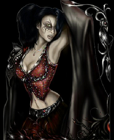 Gif animé gothique femme en rouge